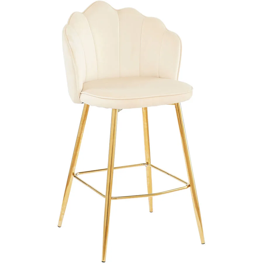 Barhocker Pedro beige Samt H 100 cm