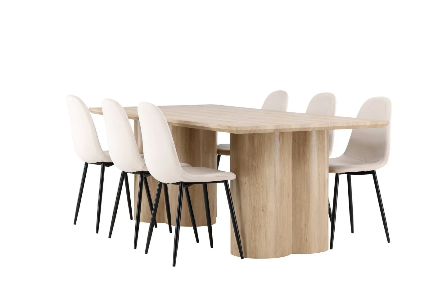 Olivia Matgrupp 210 cm Rektangulär med 6 Polar stolar - Whitewash/Beige