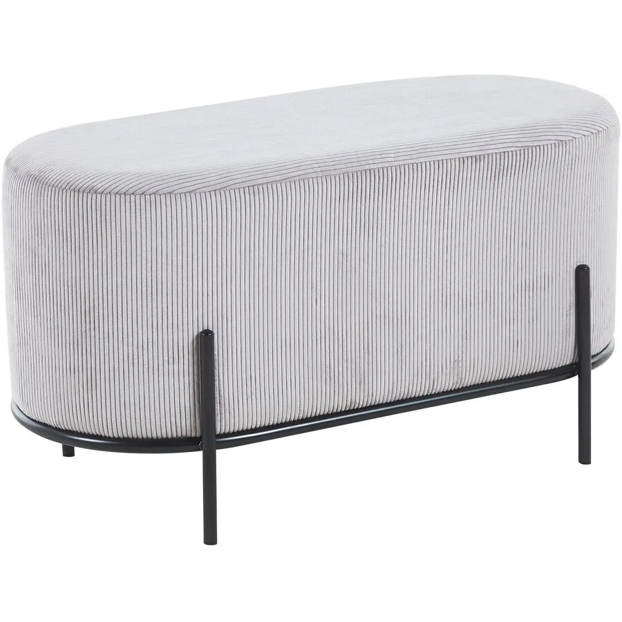 Hocker Sarina Hellgrau, Schwarz Stoff, Metall B 80 H 42 cm