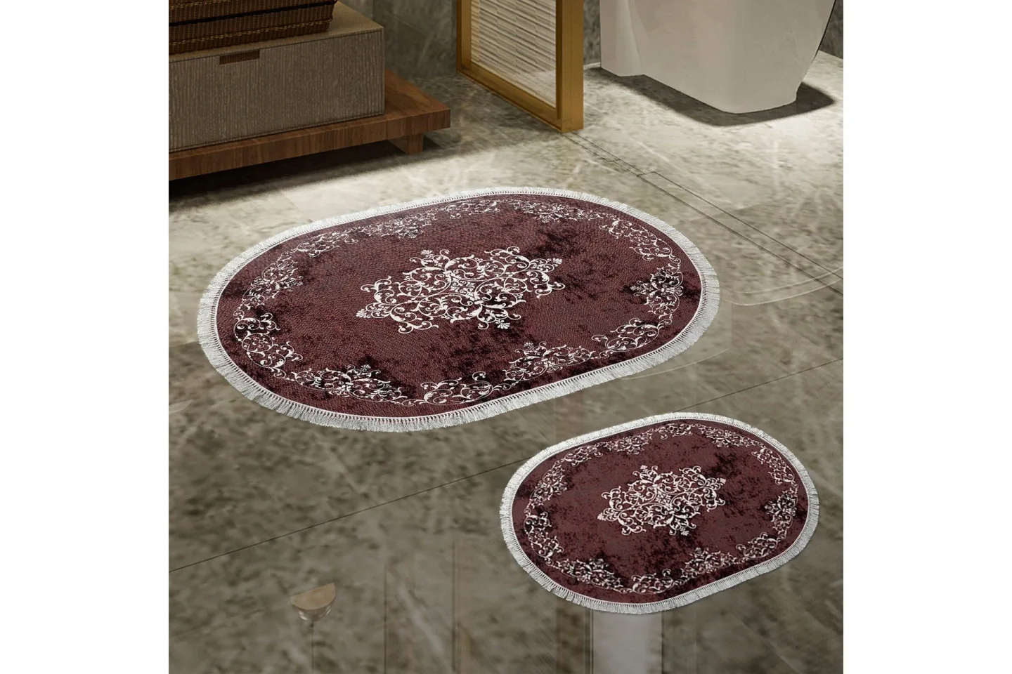 Panchoo Badrumsmatta 60x150 cm Rektangulär - Röd