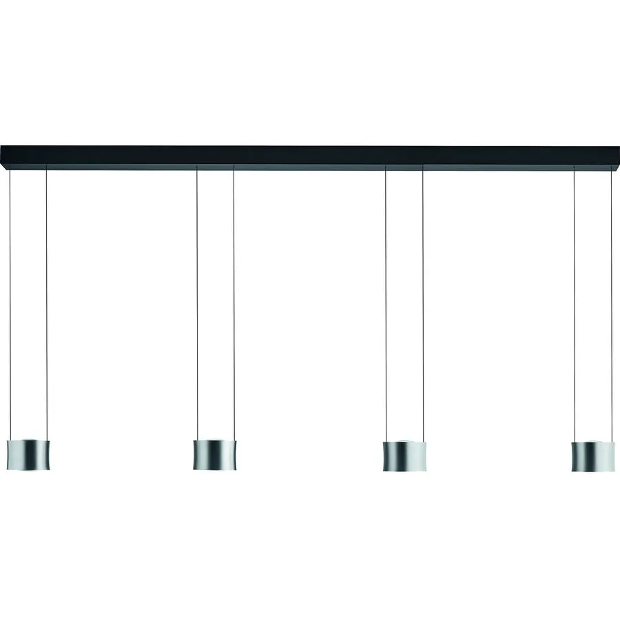 Designer-Pendellampe Bankamp Impulse chrome matt 4-flammig vertical flex - Farbe: Chrom mattiert - LED - Lichtfarbe: Extra warmweiss - Material: