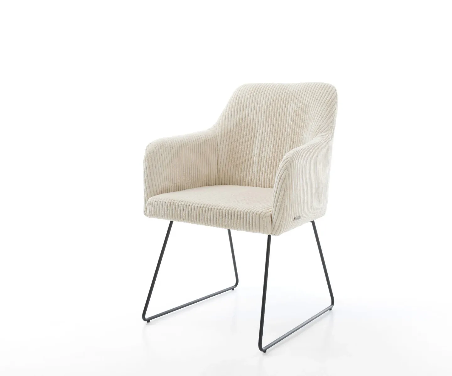 Esszimmerstuhl Greg-Flex Cord Beige Kufengestell Schwarz Taschenfederkern