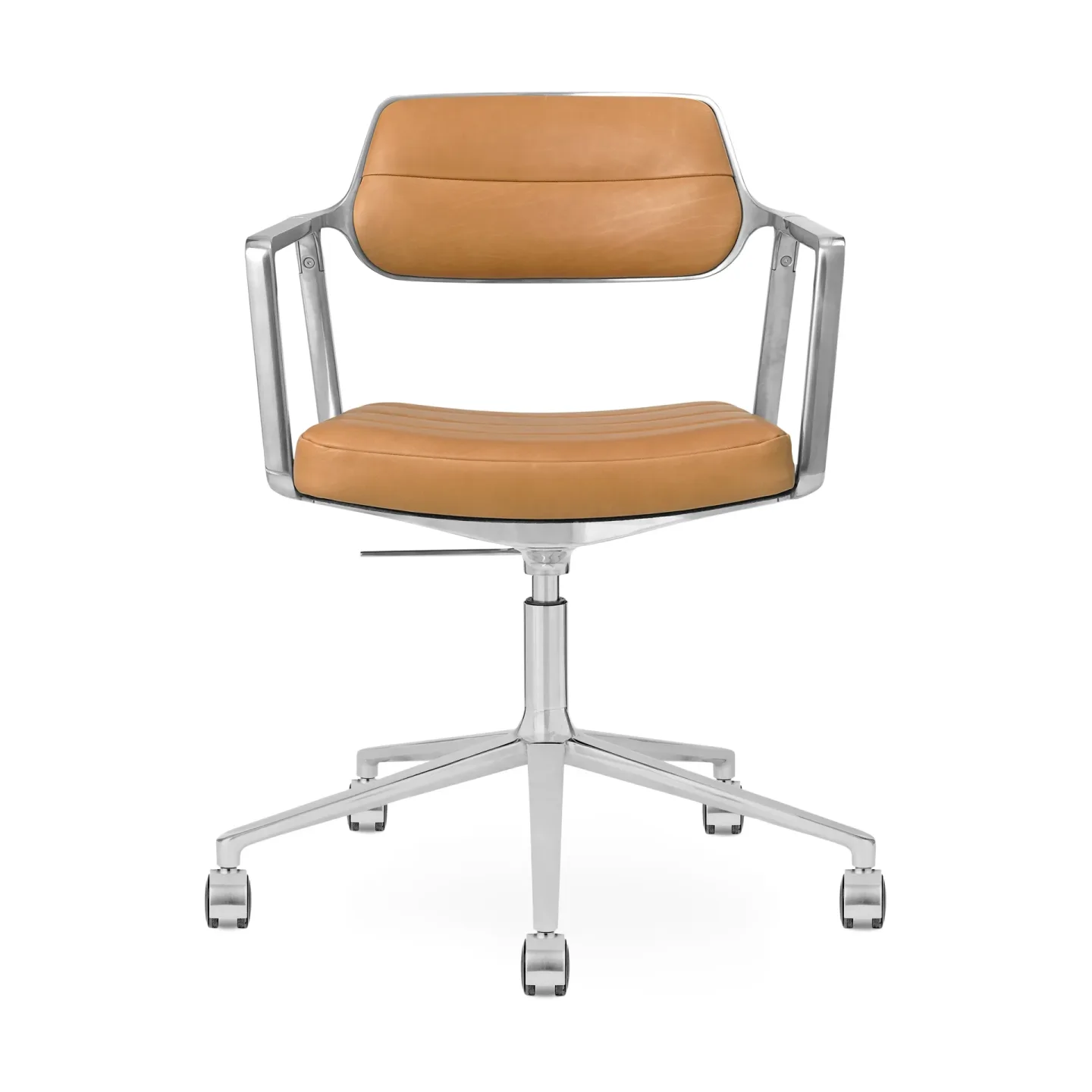 Vipp Vipp453+ Swivel kontorsstol med hjul Pol. aluminium-camel leather