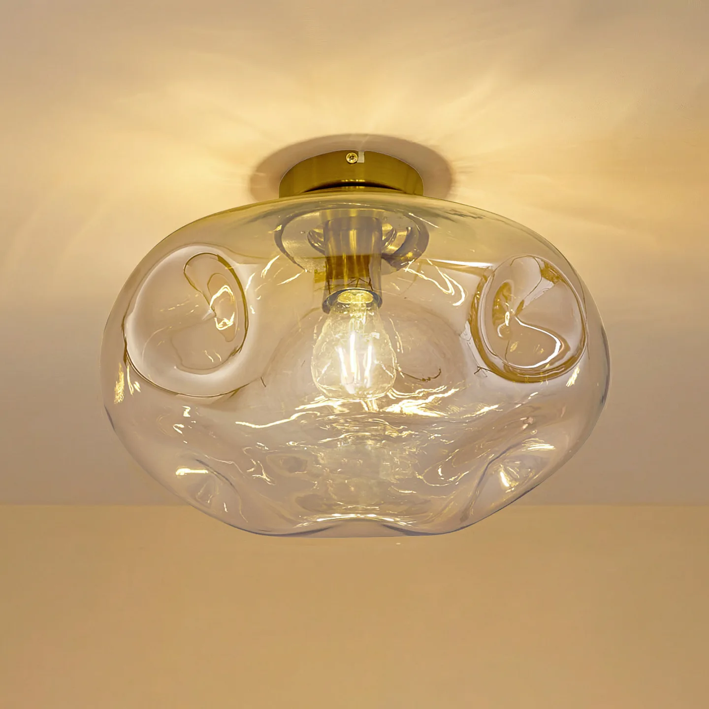Lelia Deckenleuchte Ø 35 cm amber Glas - Lindby - Esszimmer - Design - Bündig