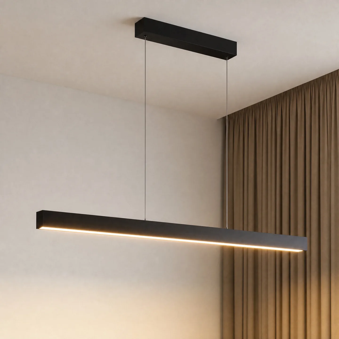 Mylosh LED-Hängelampe, 150 cm, schwarz, CCT, dimmbar - Lucande - Esszimmer - Modern - Aluminium - Balken