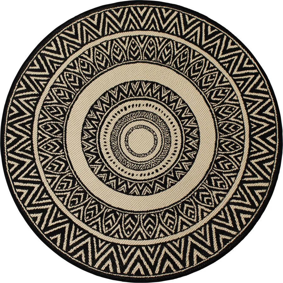 Outdoor-Teppich Jolie schwarz Paisleymuster Polypropylen 150 x 150 cm