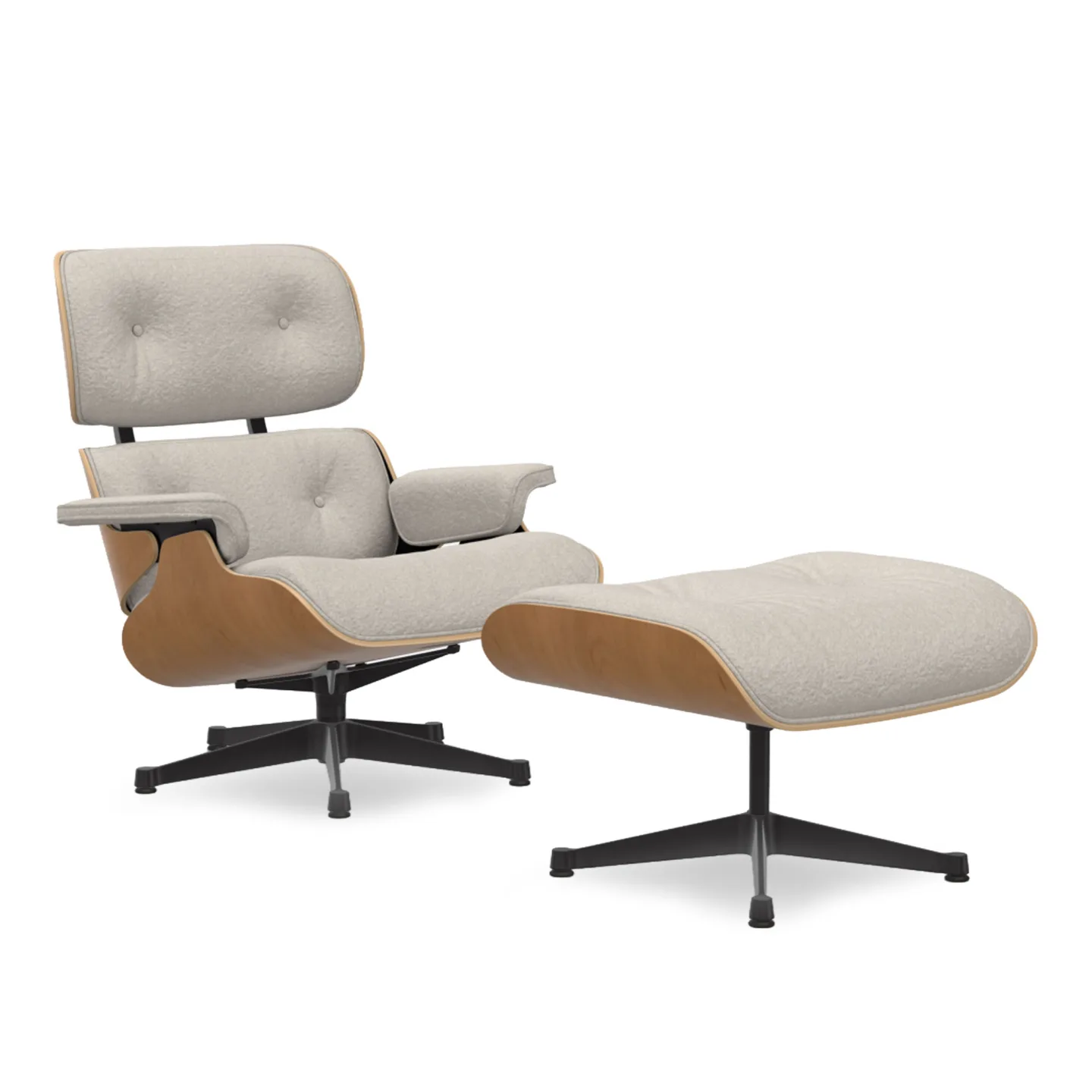 Vitra - Eames Lounge Set Cherry Nubia Ivory Pearl 01 Deep Black - Fåtöljer - Charles & Ray Eames - Beige