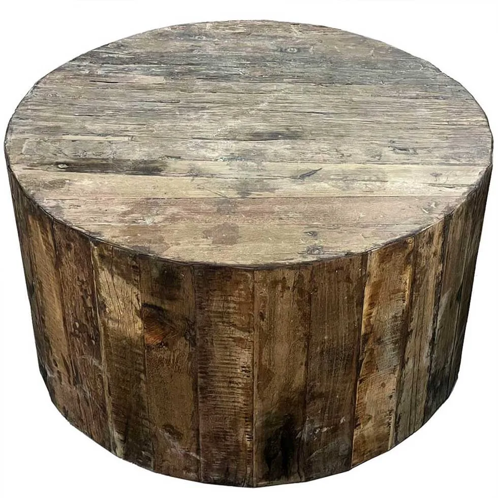Sidobord i trä runt med hjul Ø: 90 cm Trademark Living