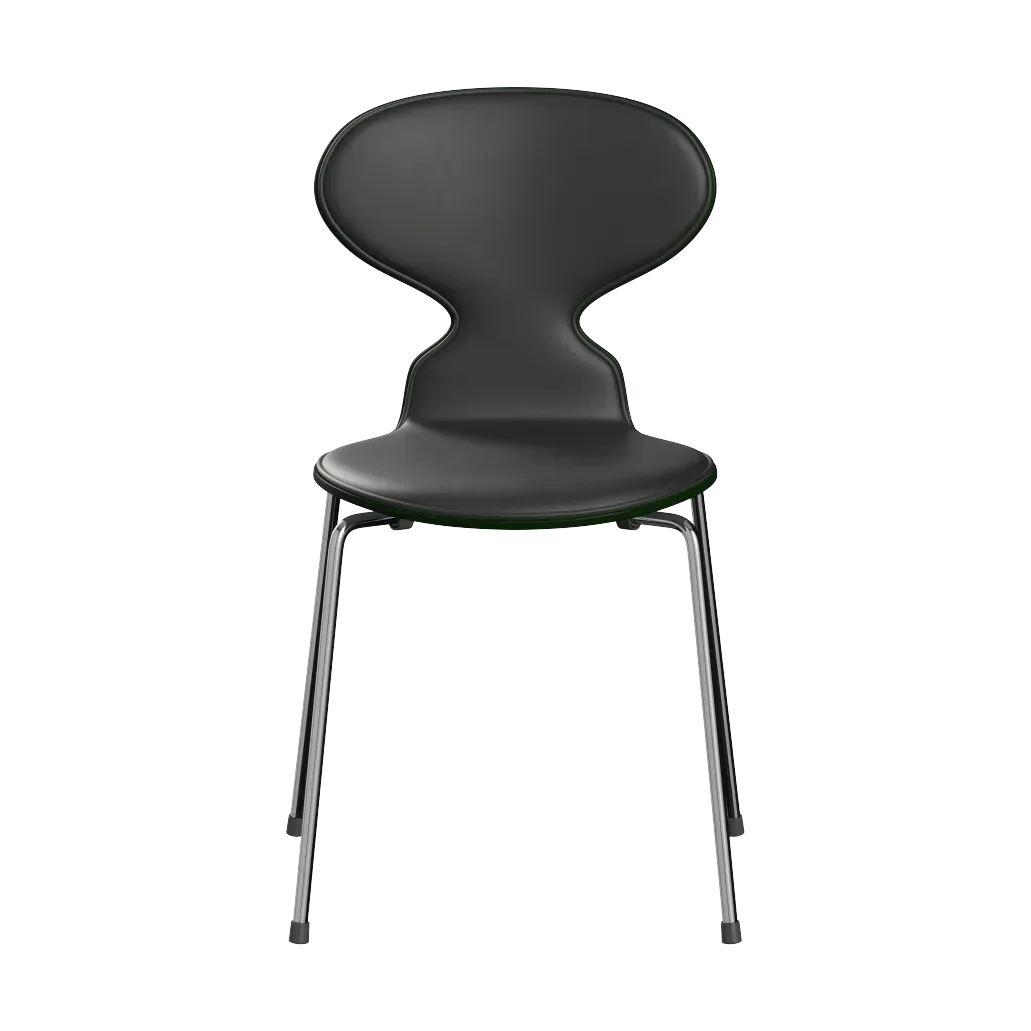 Fritz Hansen Myran 3101 framsidesklädd Essential black läder-kromstativ