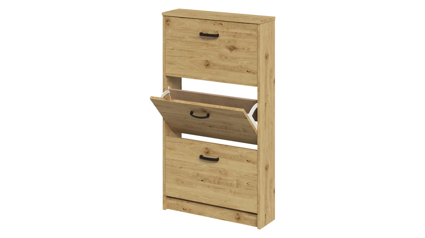 Schuhschrank Artisan Eiche 59 x 105 cm - 3-türig - STEP