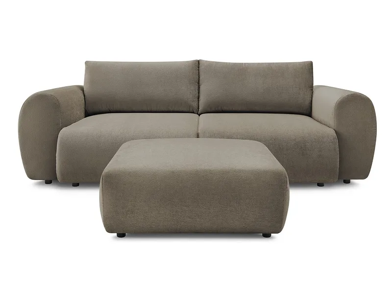 3er Sofa mit Hocker BOBOCHIC LUCIEN Stoff taupe