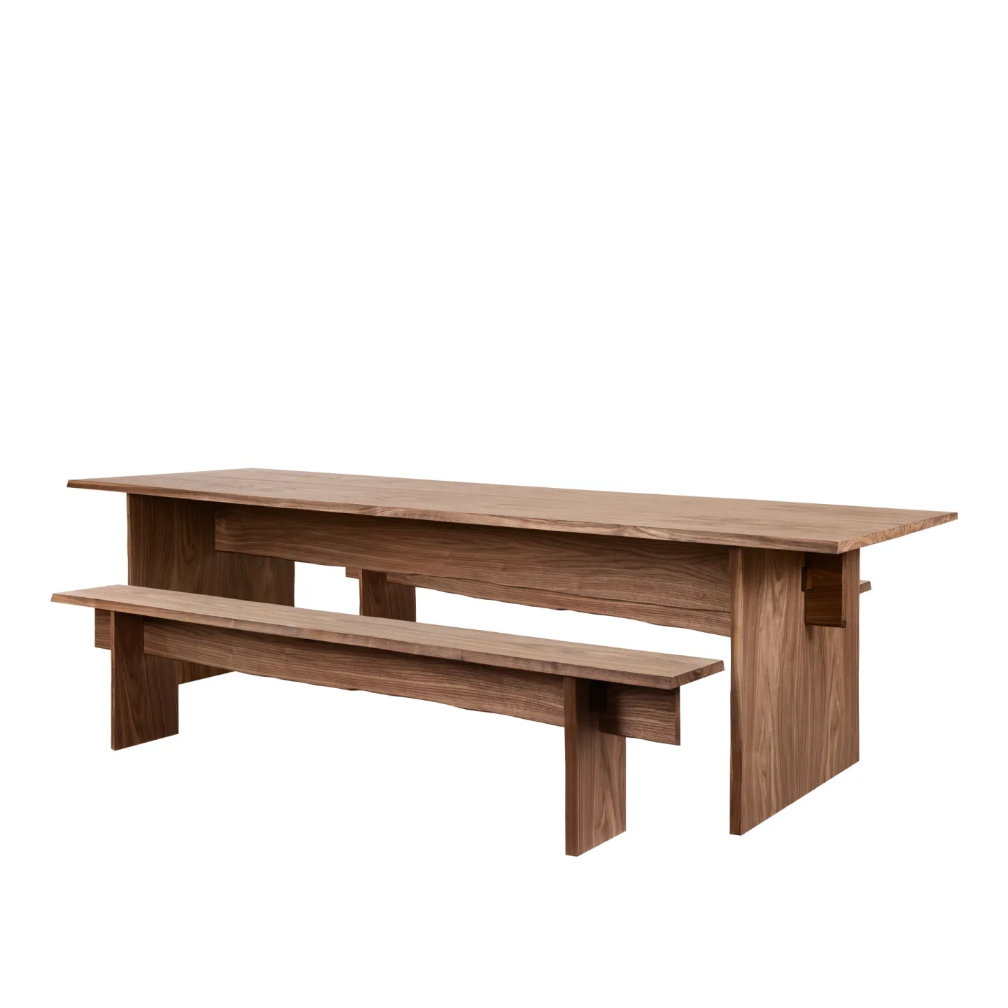 HEM - Bookmatch Table 275 cm + Benches - Walnut - Matbord - Philippe Malouin - Träfärgad - Trä