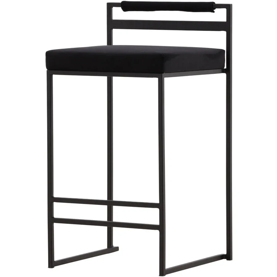 Barhocker 2er-Set Altus Schwarz Polyestersamt/Stahl