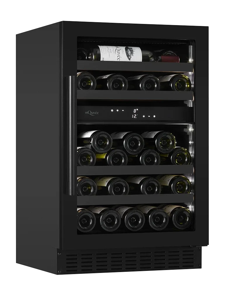 Weinkühlschrank einbau 50 cm - mQuvée WineCave 700 50D All Black, Leise, schwarz