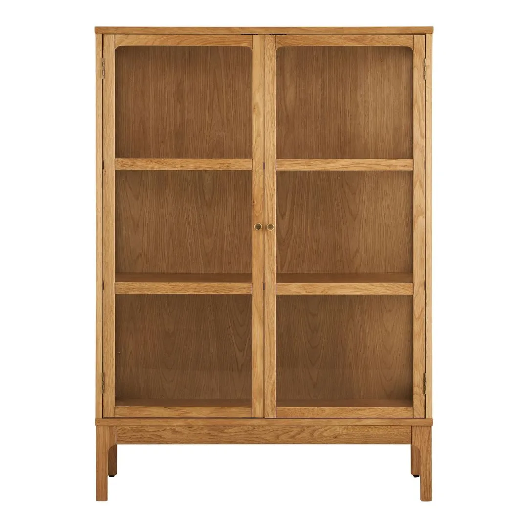 Vigga Vitrinenschrank 2 Glastüren, 2 Regale Eiche.