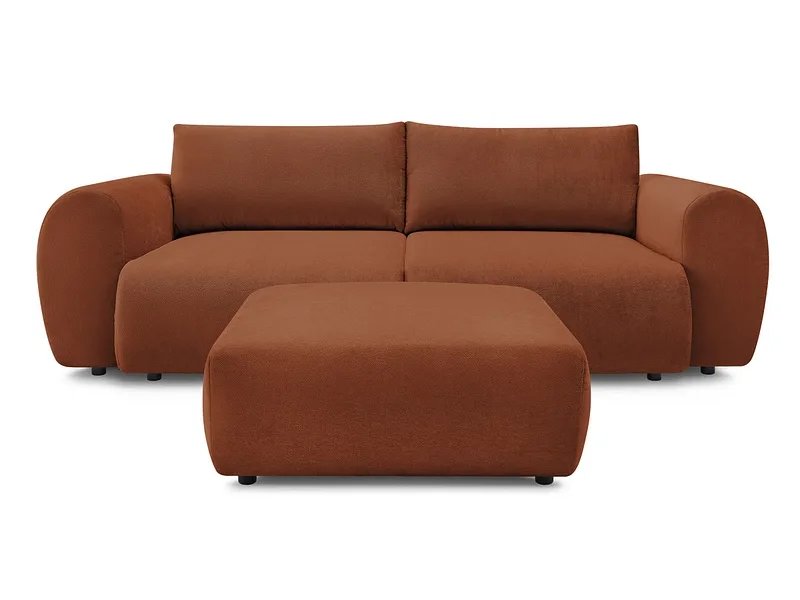 3er Sofa mit Hocker BOBOCHIC LUCIEN Stoff orange