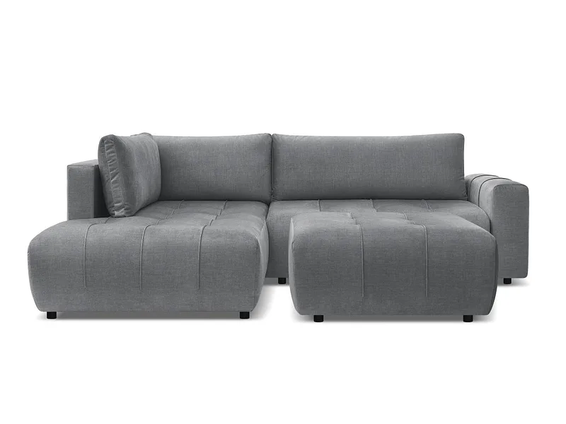 Ecksofa mit Hocker BOBOCHIC ARSENE Samt dunkelgrau