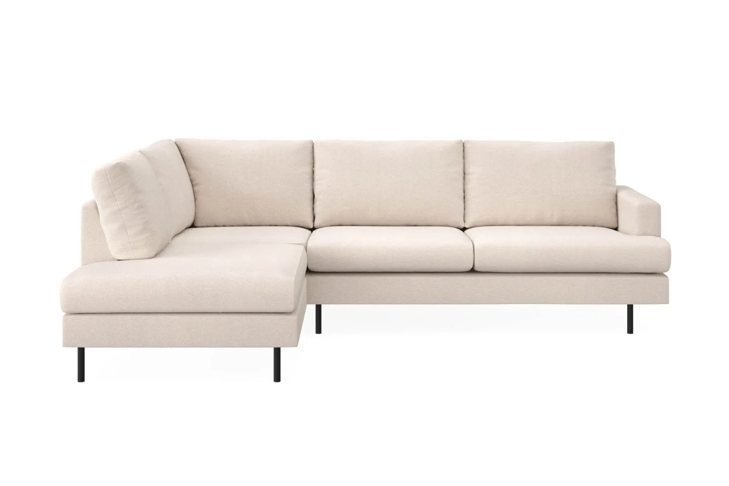 Menard Compact 4-sits Vänstervänd L-formad Schäslongsoffa i Tyg - Beige