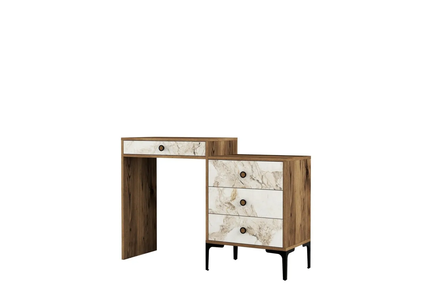 Ameias Sminkbord 124x84,7 cm Brun/Vit - Hanah Home