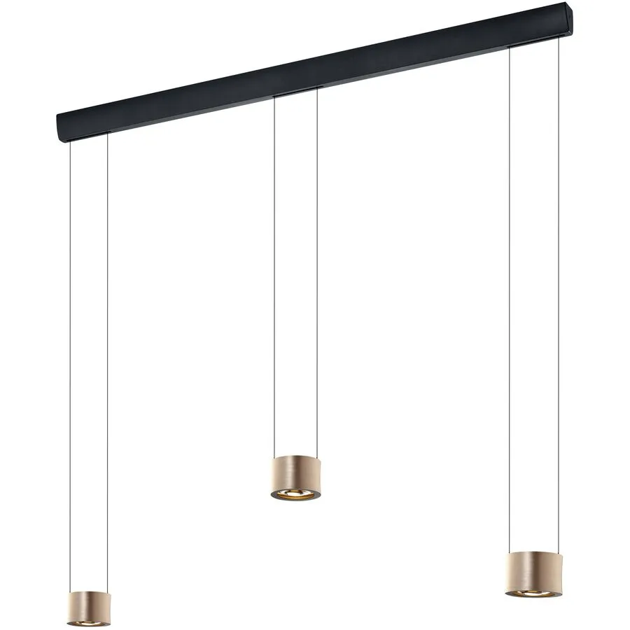 Designer-Pendellampe Bankamp Impulse Roségold 3-flammig - Farbe: Rose/Gold eloxiert - LED - Lichtfarbe: Extra warmweiss - Material: Metall -
