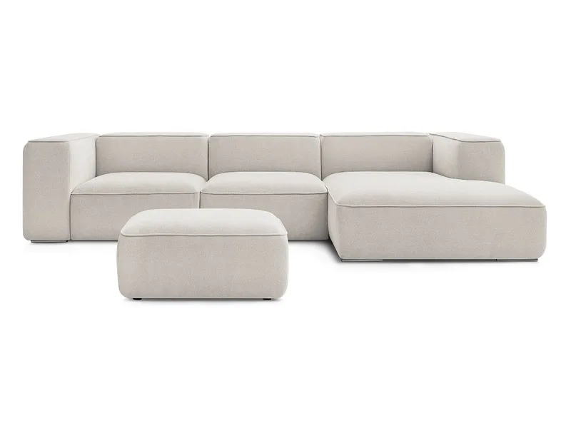 Ecksofa mit Hocker BOBOCHIC ZEPHYR Stoff mit Textur beige