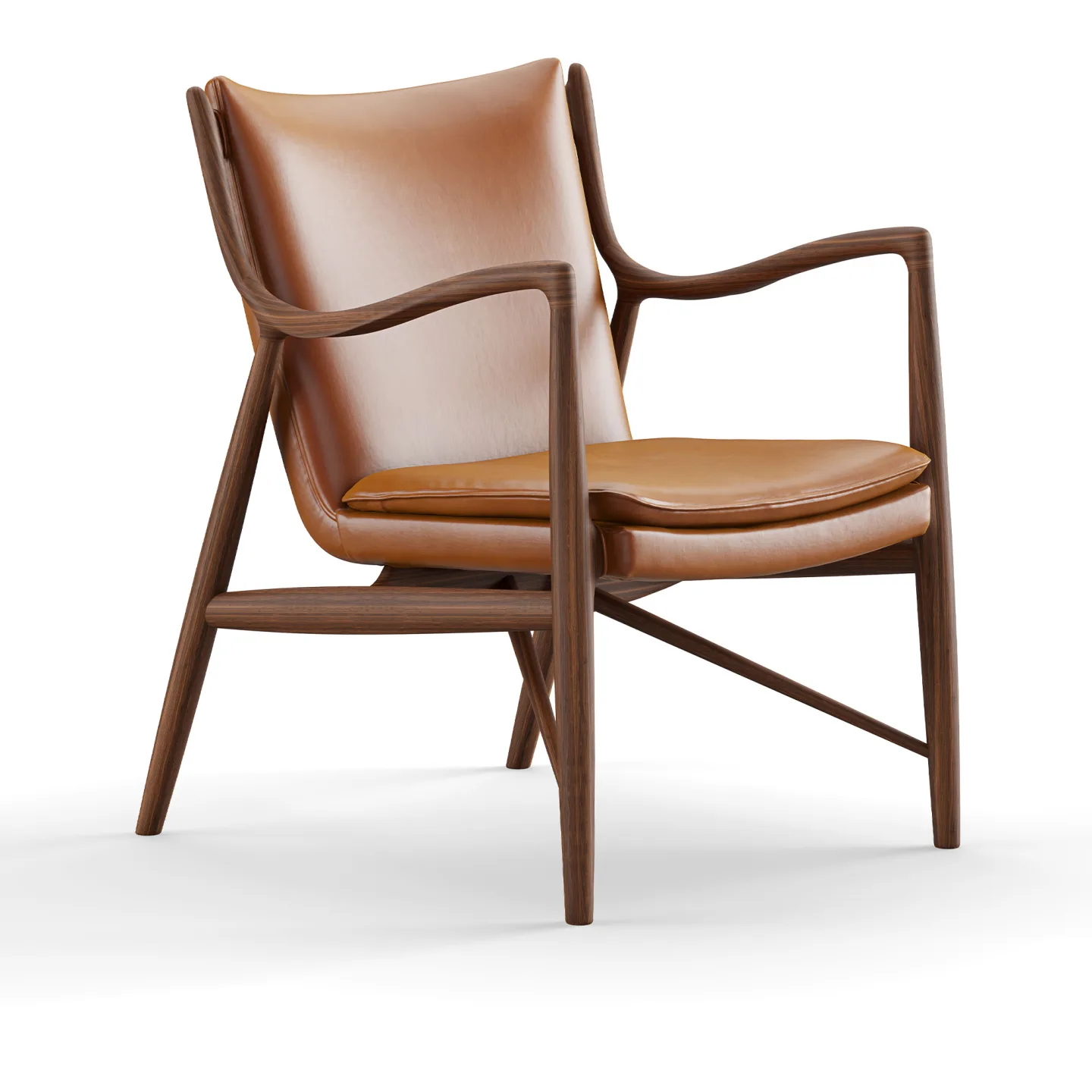 House of Finn Juhl - 45 Chair, Walnut, Leather Group 4 Vegetal, 90 Nature - Fåtöljer - Finn Juhl - Beige,Träfärgad - Läder/Trä