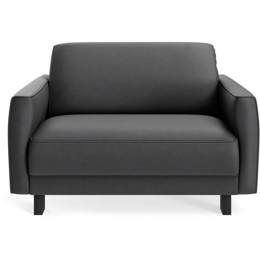 Sessel Avena Schwarz Leder, Eiche B 117 T 96 H 74 cm - Möbel Konfigurator: Traummöbel individuell zusammenstellen