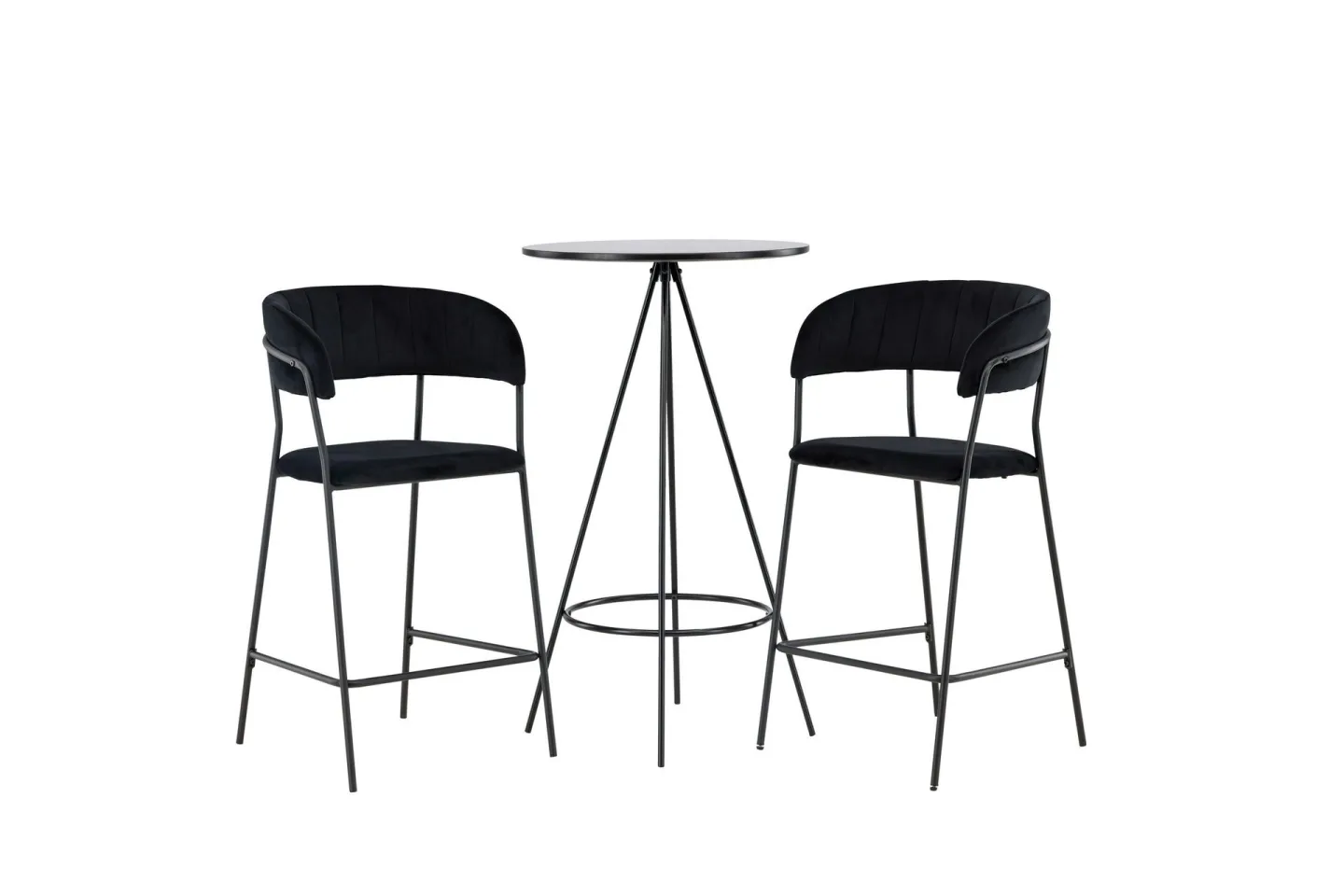 Bistro Matgrupp 60 cm Rund med 2 Lui stolar - Svart
