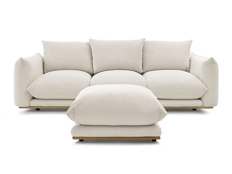 3er Sofa mit Hocker BOBOCHIC ERNEST Stoff beige