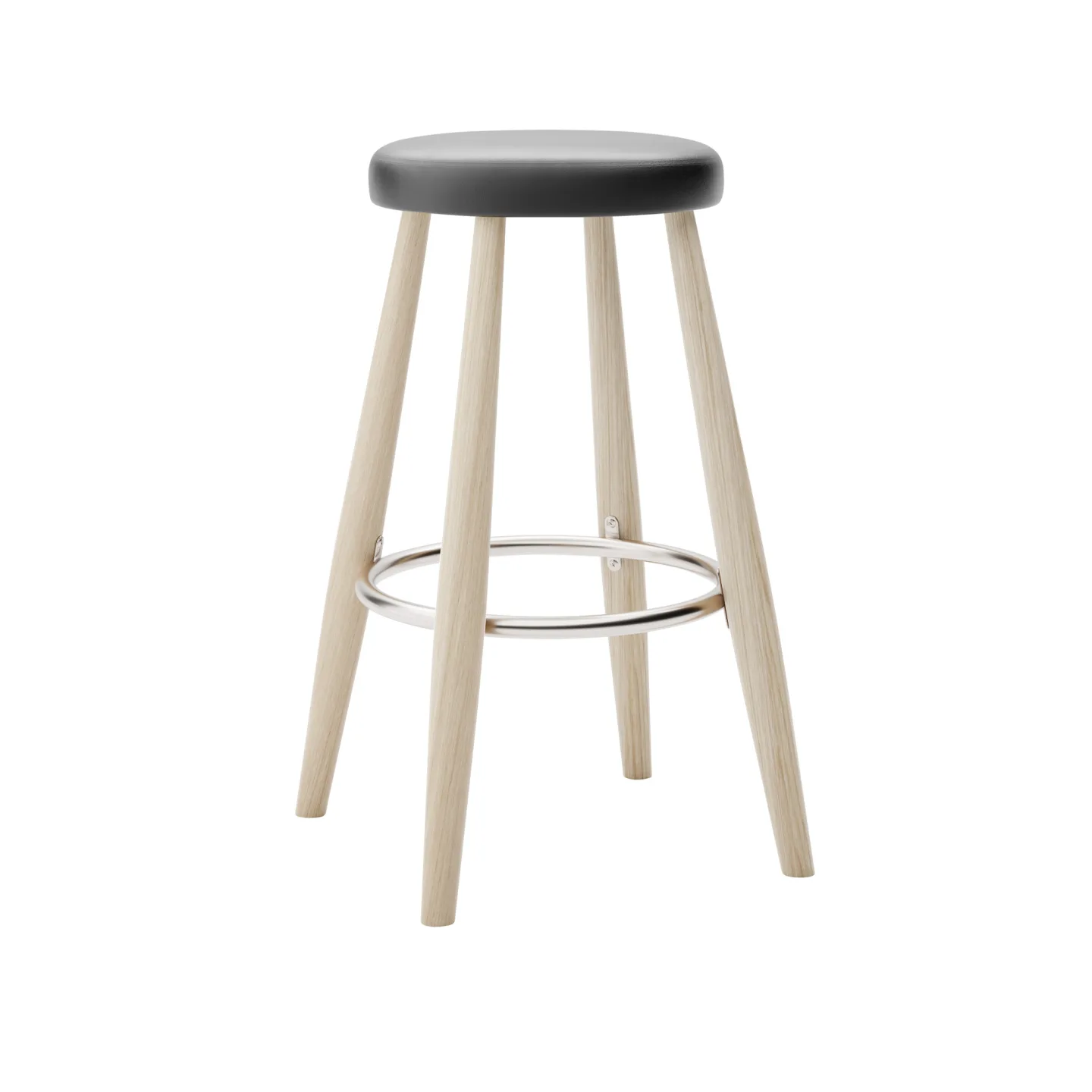 Carl Hansen - CH58 Low Stool, Tvålad Ek, Lädergrupp C Sif - 98 - Barstolar - Hans J. Wegner - Träfärgad - Läder/Metall/Trä