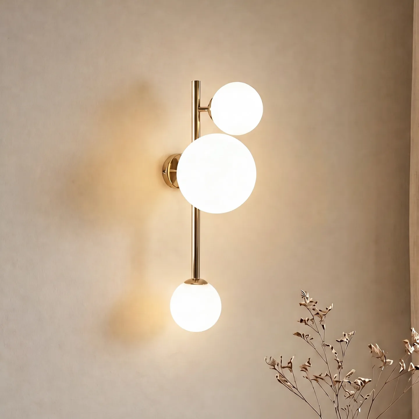 Dione Wandleuchte, goldfarben, 3-flammig - ALDEX - Wohnzimmer - Modern - Glas - Mehrflammig