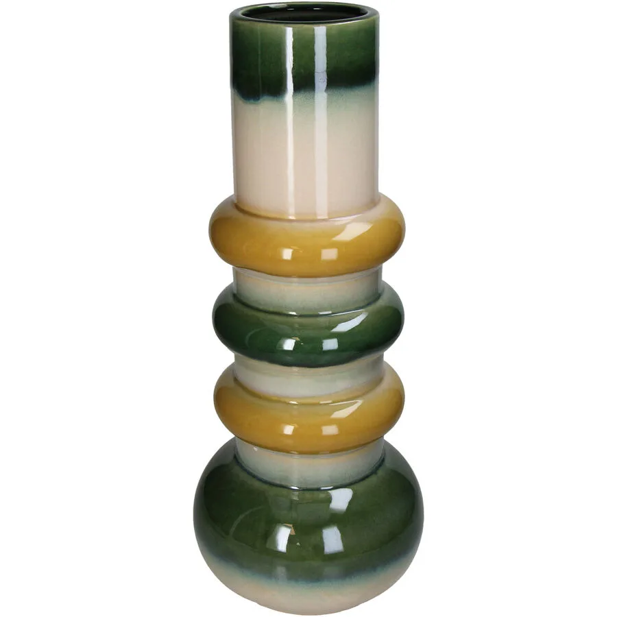 Vase Myko Grün/Gelb/Weiss Steingut 48.5 cm