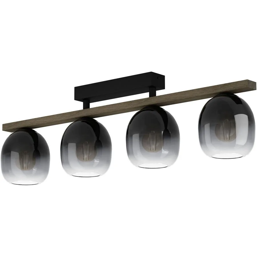 Eglo Deckenlampe Filago Braun/Schwarz Stahl/Holz 14.5 cm 25 cm - Material: Holz/Stahl