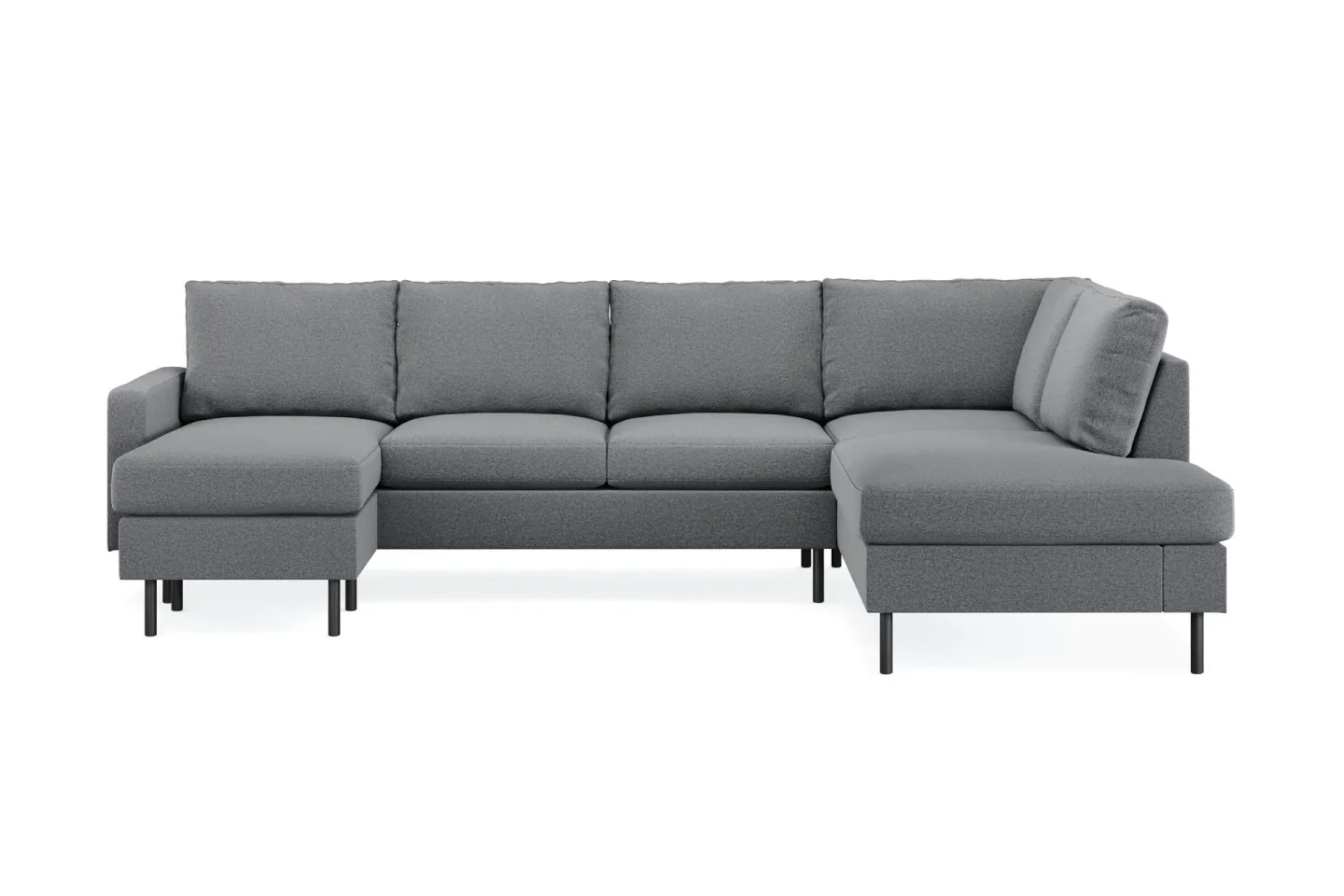 Peppe 4-sits Högervänd U-formad Soffa med Divan och Schäslong i Tyg - Ljusgrå