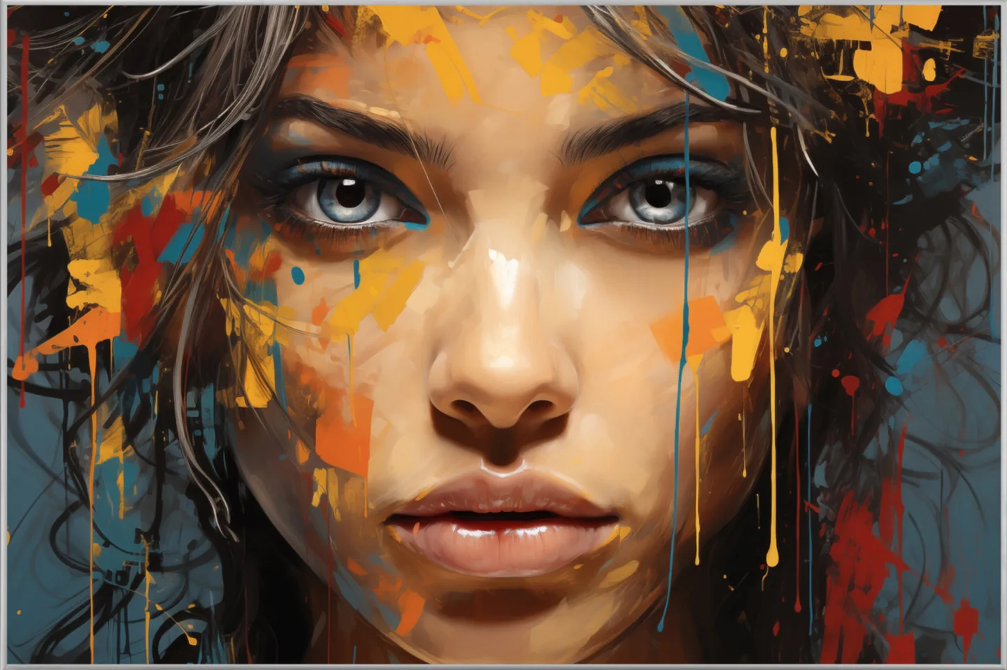 image LAND Bild mit Rahmen Grey Eyes Behind Colours | Schubiger Möbel