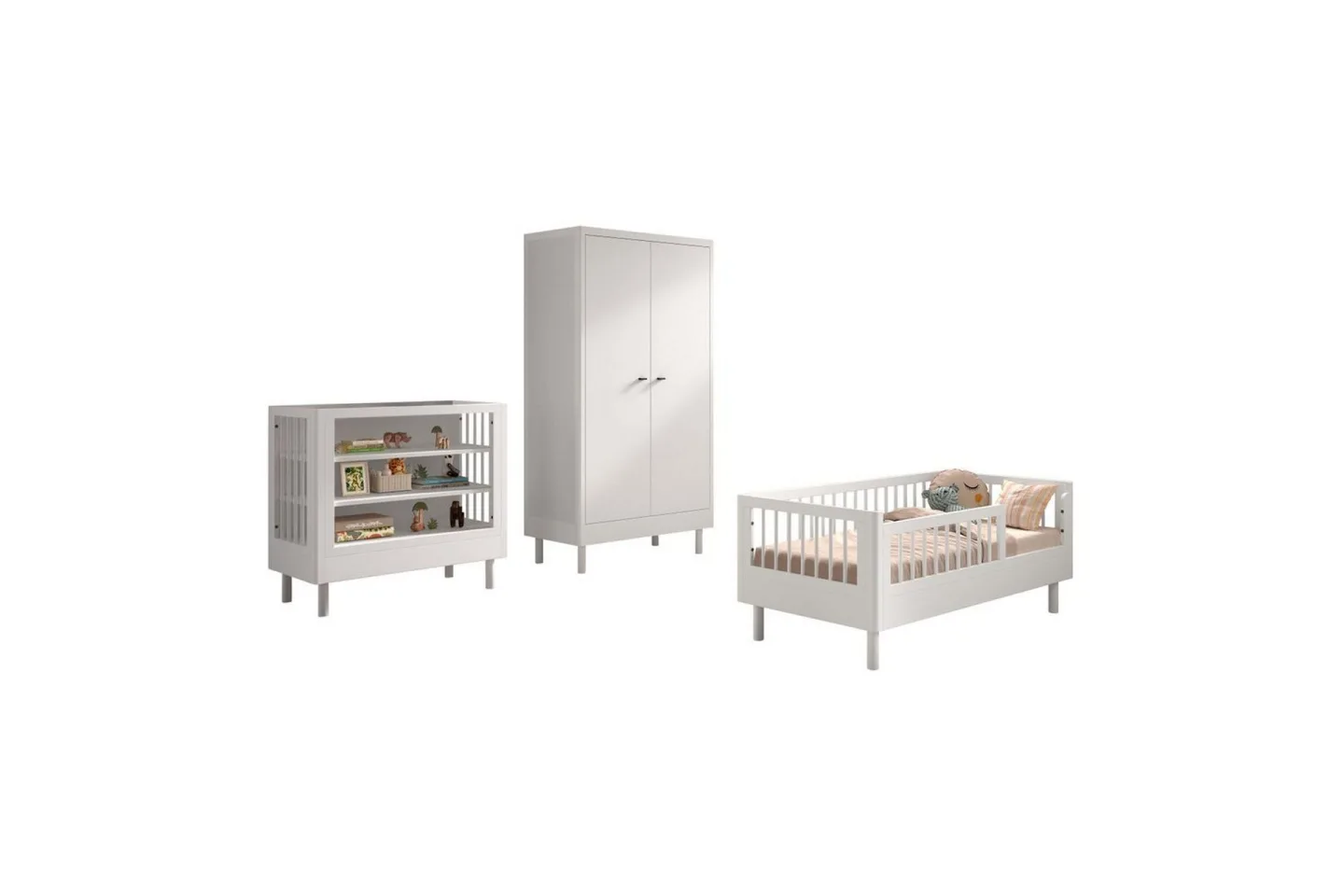 Juniorsäng med skötbord garderob Forrest Vit bok - Vit bok