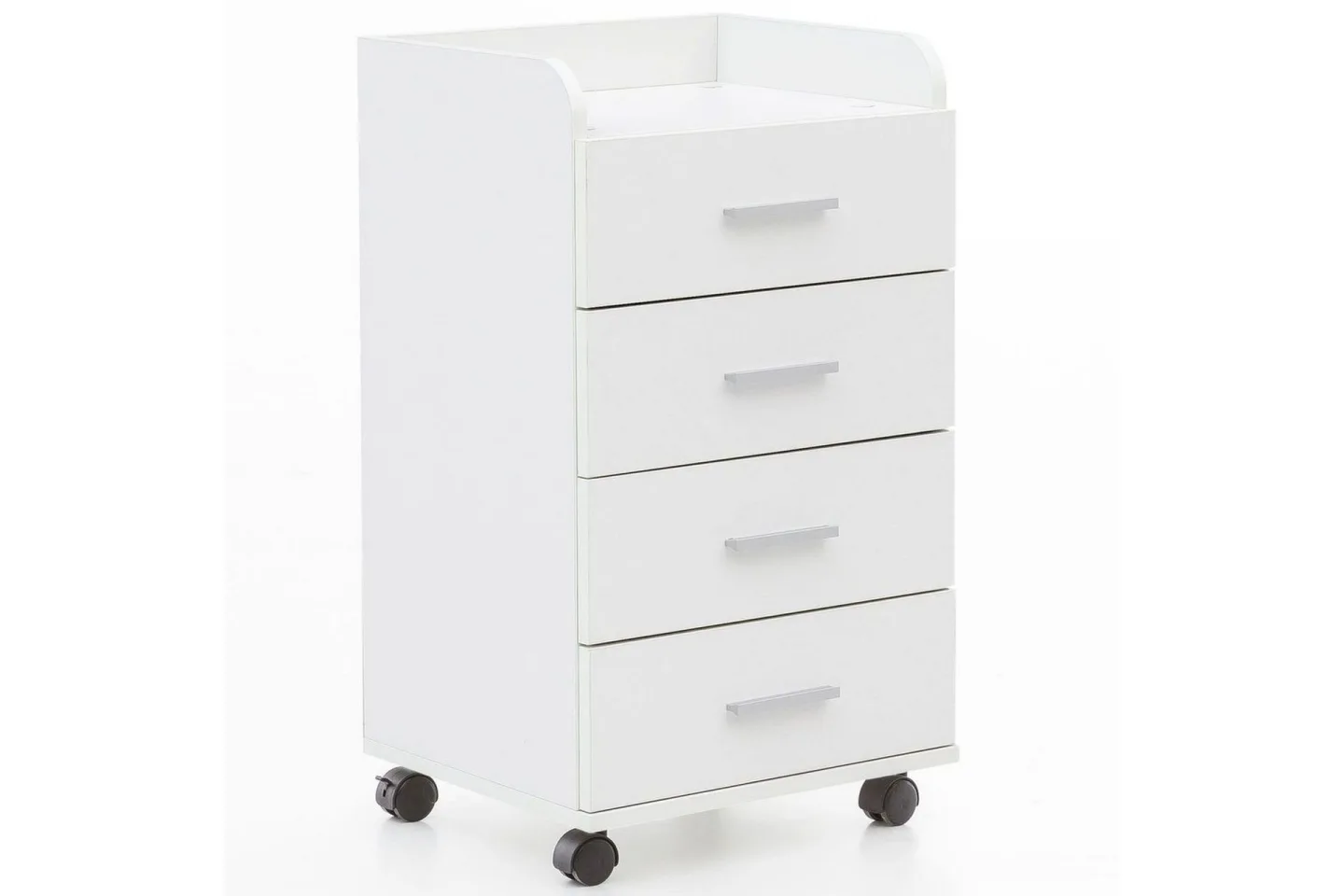 Rullkontejner Wohnling 4 lådor med hjul, förvaringsbricka, foliebelagd spånskiva, modern stil Vit - Vit