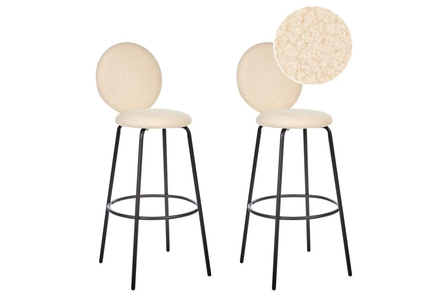 Barstol Emery set om 2 Beige-Svart - Beige-Svart