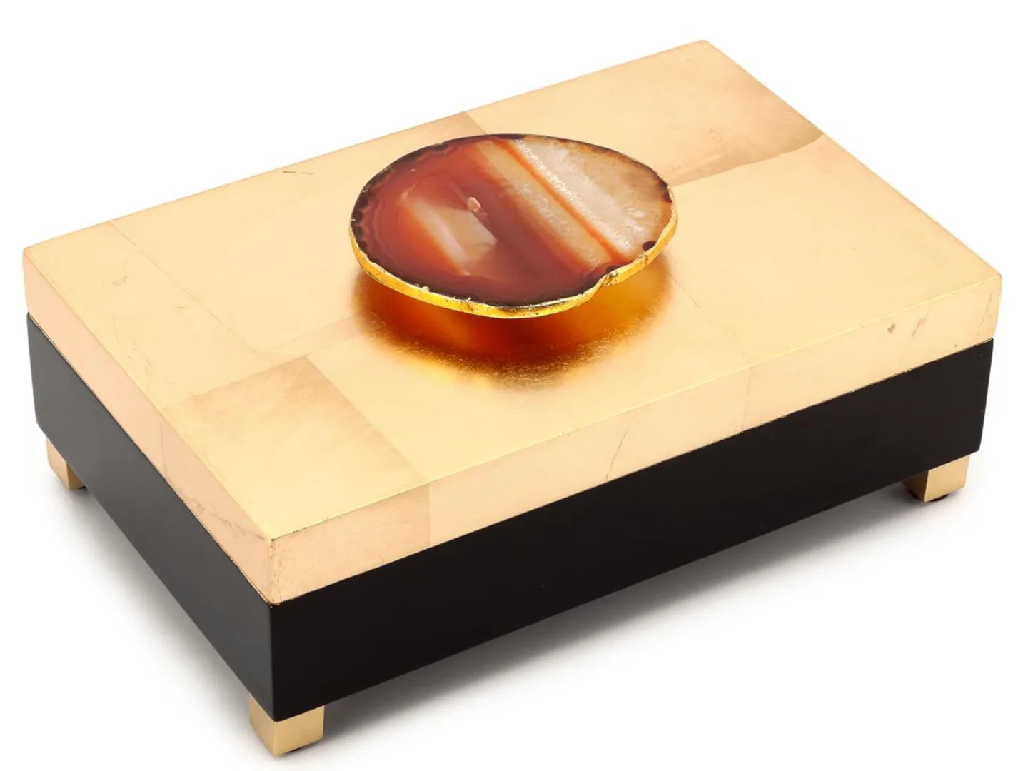 Abhika Aufbewahrungsbox Krizia Lack Schwarz/gold B: 25 cm | Schubiger Möbel