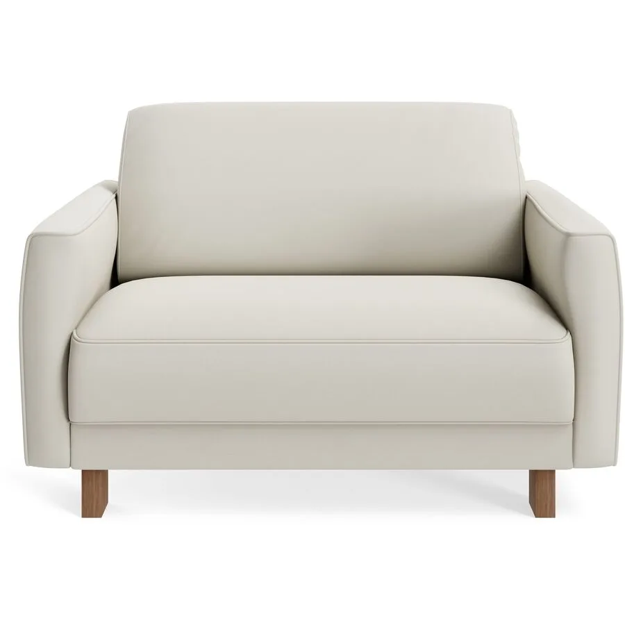 Sessel Avena White Leder, Walnuss B 117 T 96 H 74 cm - Möbel Konfigurator: Traummöbel individuell zusammenstellen