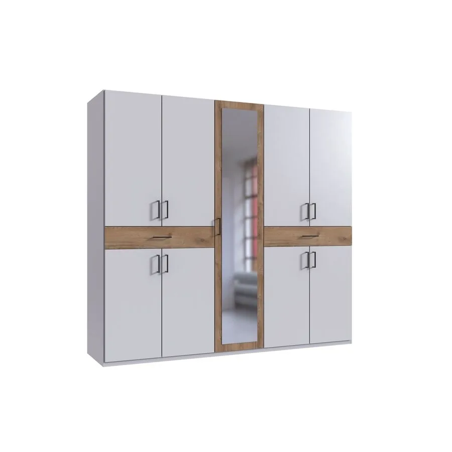 Kleiderschrank Tiby Plankeneiche/weiss Holzwerkstoff B 225 cm