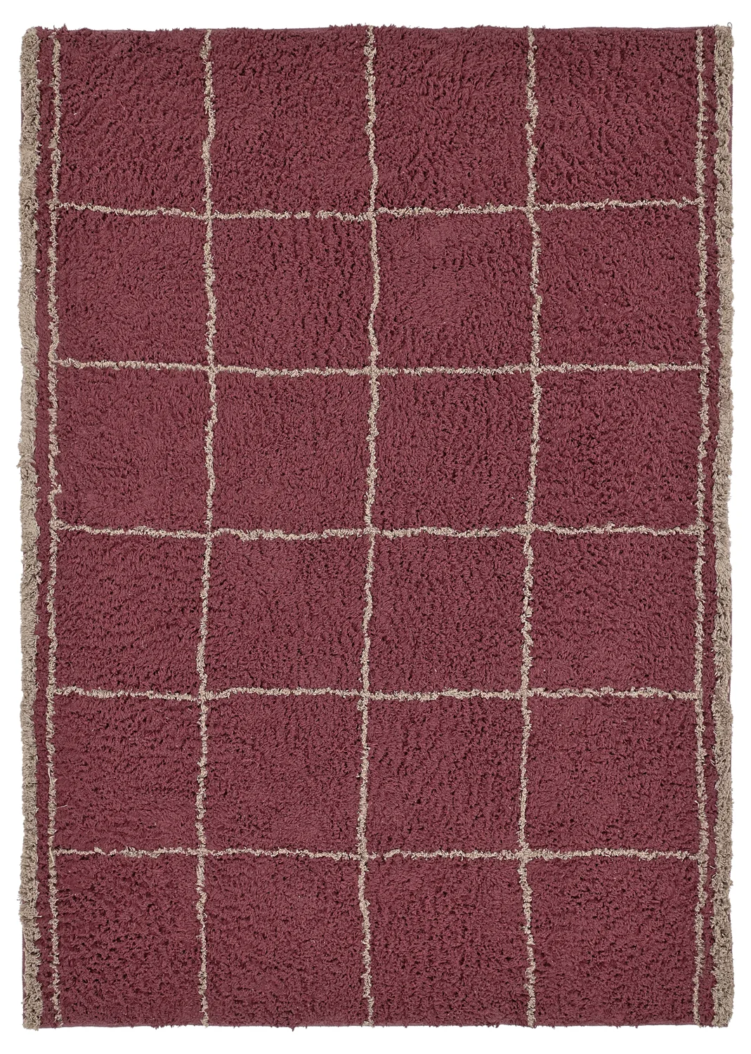 Ryetepper - Lana Natural Cotton Shaggy (taupe/rød) (Størrelse: 160 x 230 cm)