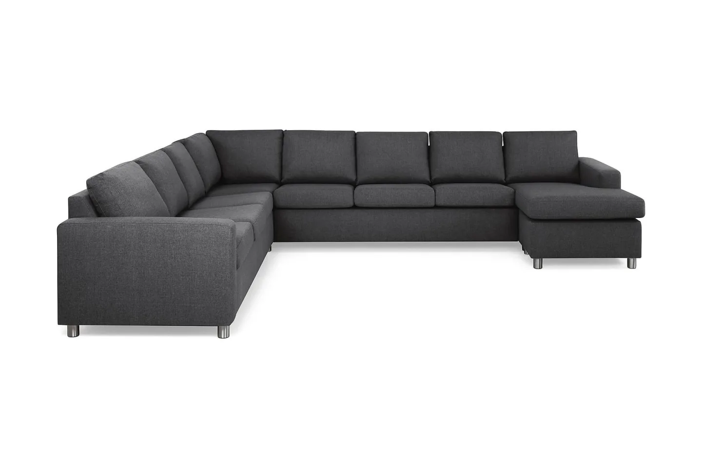 Crazy 7-sits Högervänd U-formad XX-Large Hörnsoffa med divan i Tyg - Mörkgrå