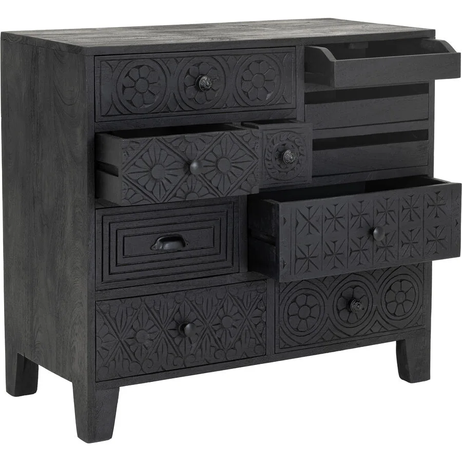 Kommode Sindhu Schwarz Holz 80 cm 38 cm