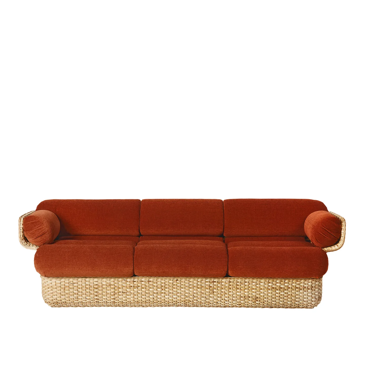 Gubi - Basket Sofa - Fully Upholstered, 3-seater Rattan Belsuede Special FR 133, Dedar - Soffor - Joe Colombo - Brun
