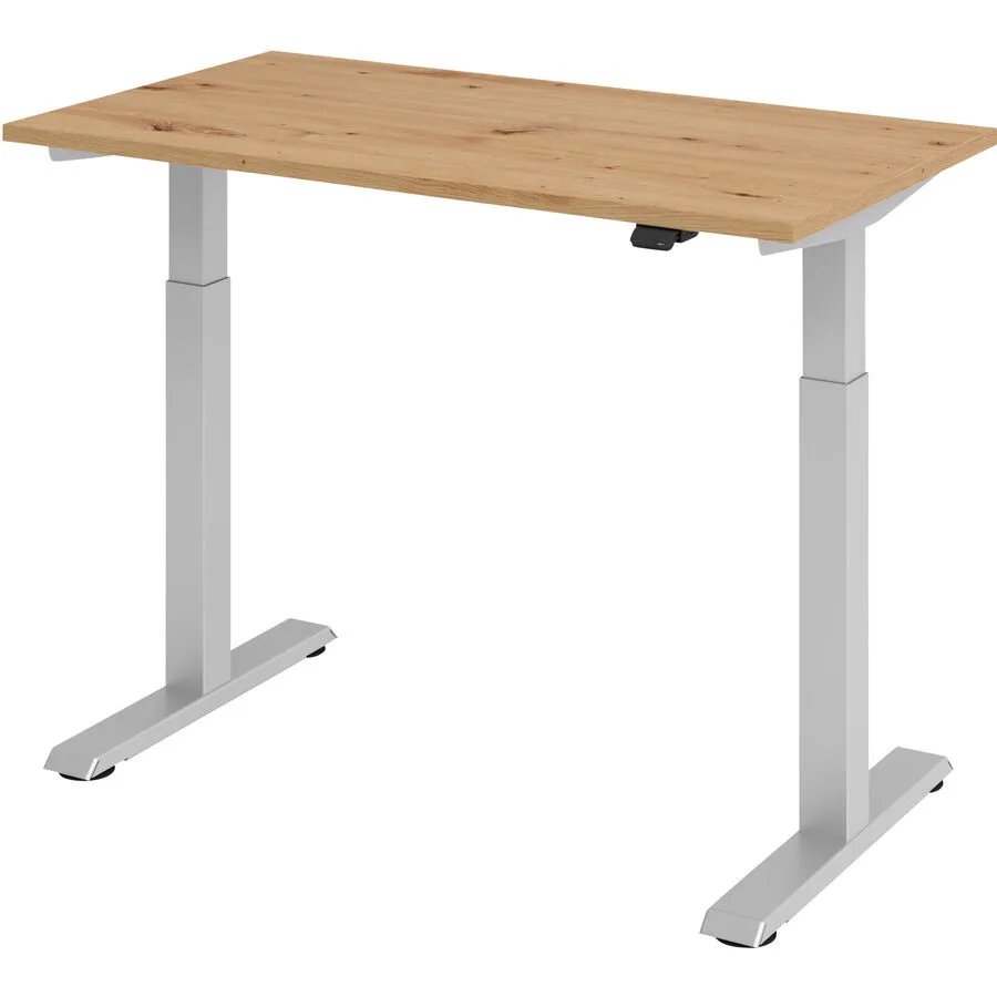 Schreibtisch Office Asteiche, silber Holzwerkstoff Höhenverstellbar B 120 cm T 67.2 cm
