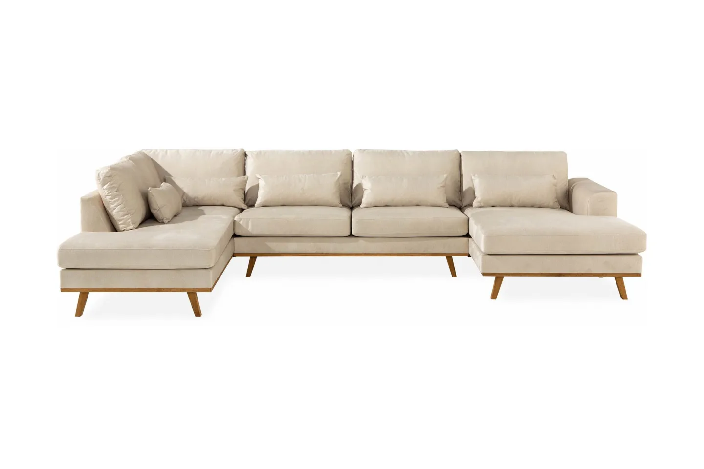 Copenhagen 5-sits Vänstervänd U-formad Soffa med Divan och Schäslong i Sammet - Beige