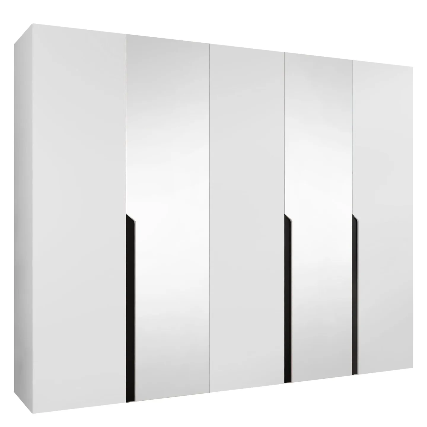 Milias Garderob med spegel 250x202 cm - Svart, vit