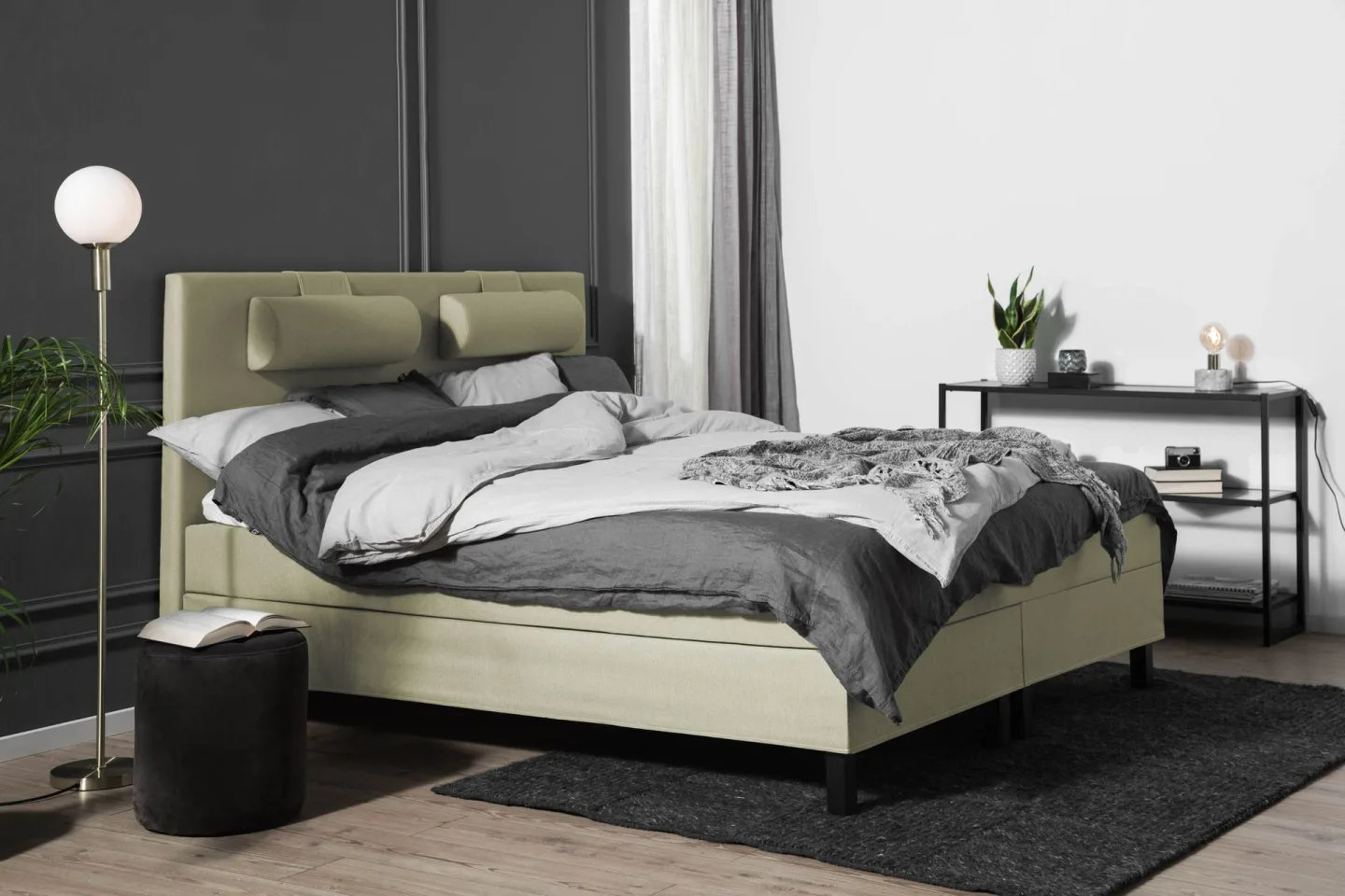 Lucky Komplett Sängpaket 180x200 Latex Slät Sänggavel - Nackkudde Liten Grön