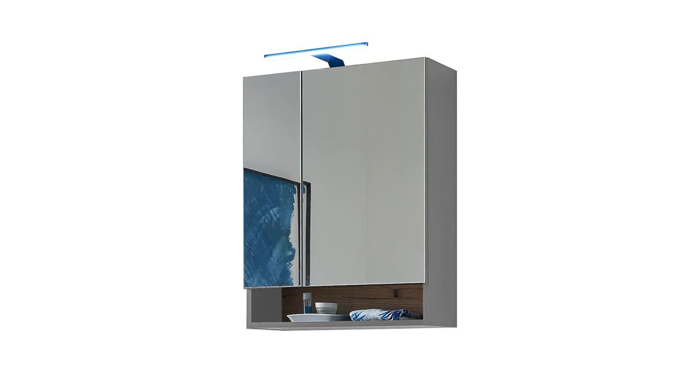 Spiegelschrank grau Evoke Eiche 60 cm - mit Beleuchtung - DALIA